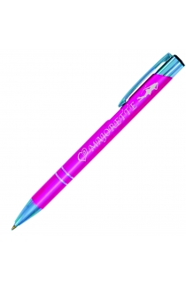 Metalowy długopis z metalicznym wzorem.