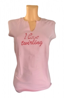 Damska koszulka bez rękawów różowa twirling